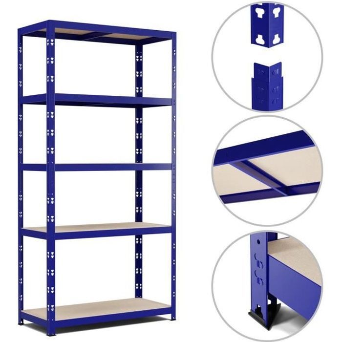 Estantería modular y versátil para taller, garaje... Carga máxima 875 kg - 180x90x40 cm - Azul