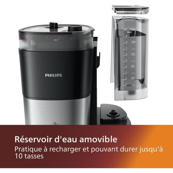 Cafetera de filtro - PHILIPS - Todo en 1 - Molinillo cónico - 1,25 L - Dosificación inteligente