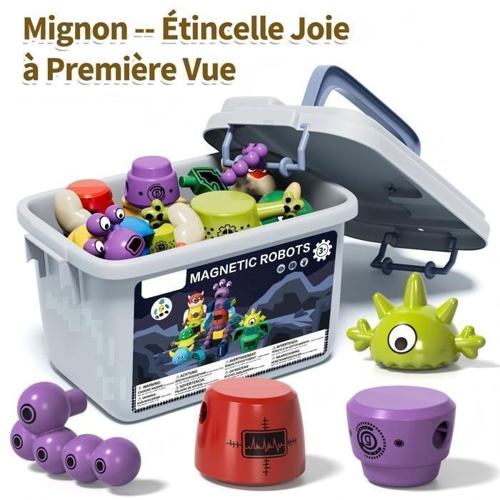 Kukufun Magnetic Building Set - 35-Piece Monster Set - STEM Educational Toy for Ages 3-8 - Children's Gift