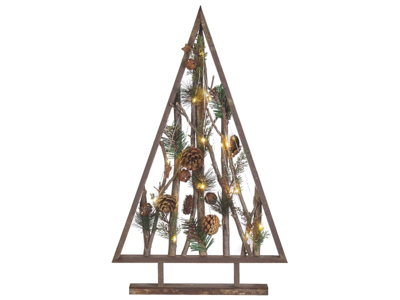 Figurka choinka 62 cm ciemne drewno światełka LED