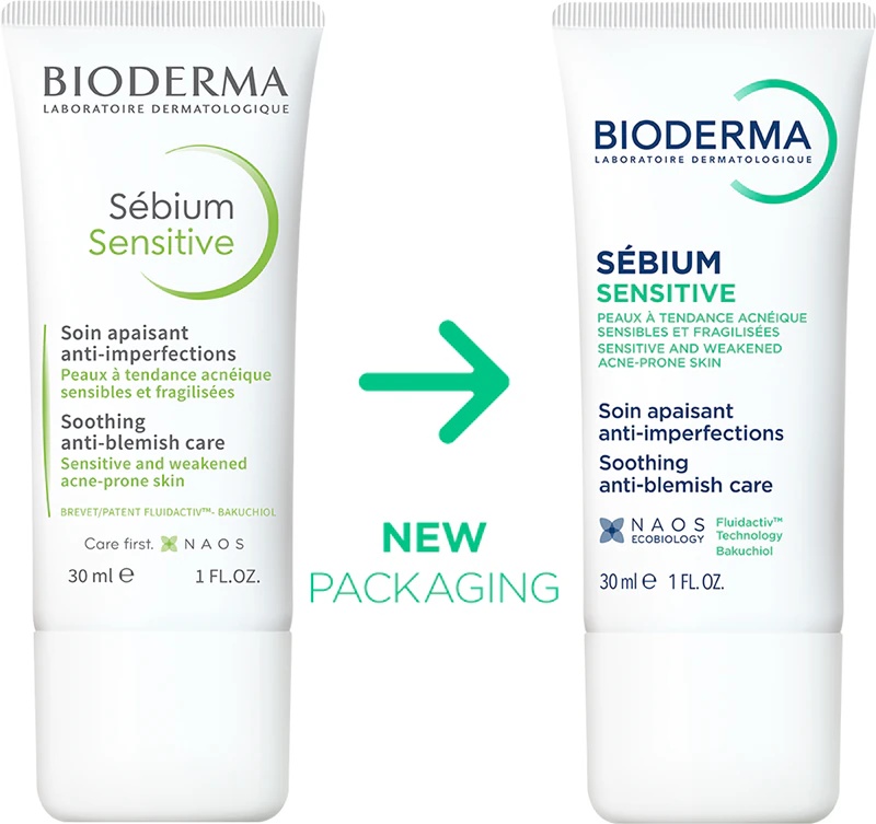 „Bioderma Sébium Sensitive“ – intensyviai drėkinamasis ir raminamasis kremas sausai ir sudirgintai odai, kurią sukėlė aknė.