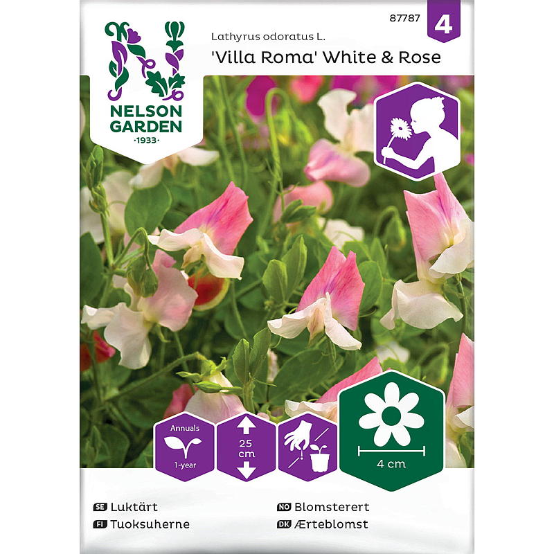 Nelson trädgårdsfrön Blomsterrabatt Villa Roma Vit & Rosa