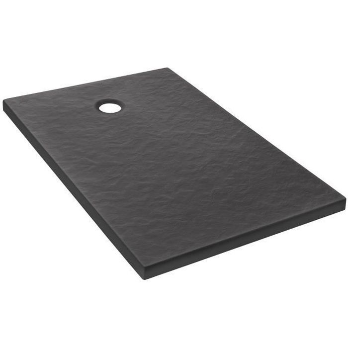 Plato de ducha extraplano Jacob Delafon Ipso E62302-AGM de 100x80x3,5 cm - Gris antracita, textura piedra