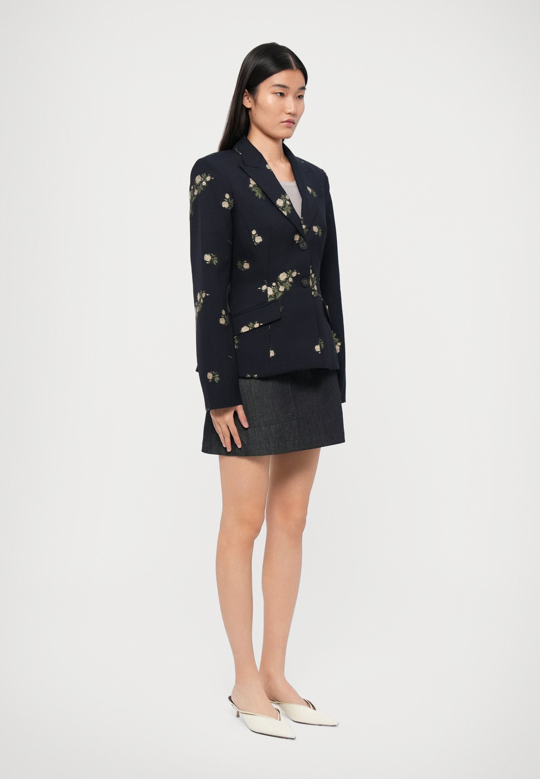Blazer Erdem ajustado com abotoamento simples - azul meia-noite