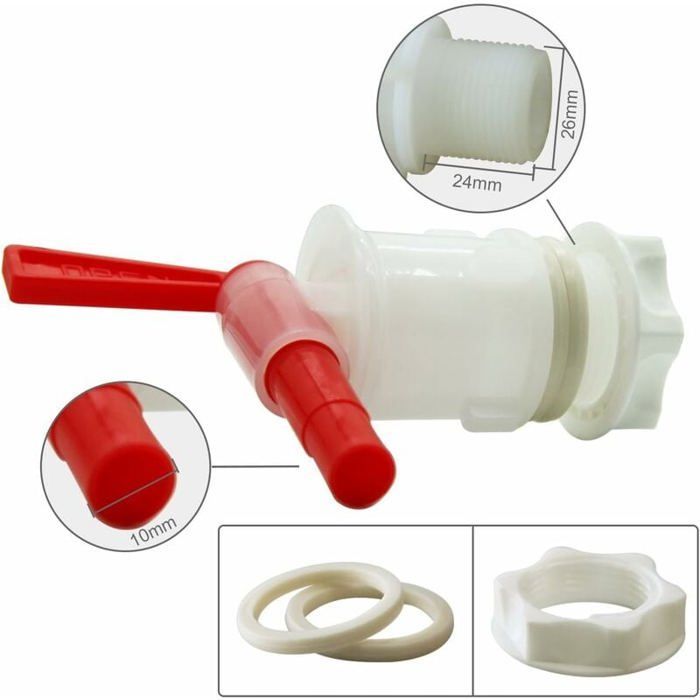 Conjunto de 4 torneiras de plástico para baldes de envase de cerveja artesanal.