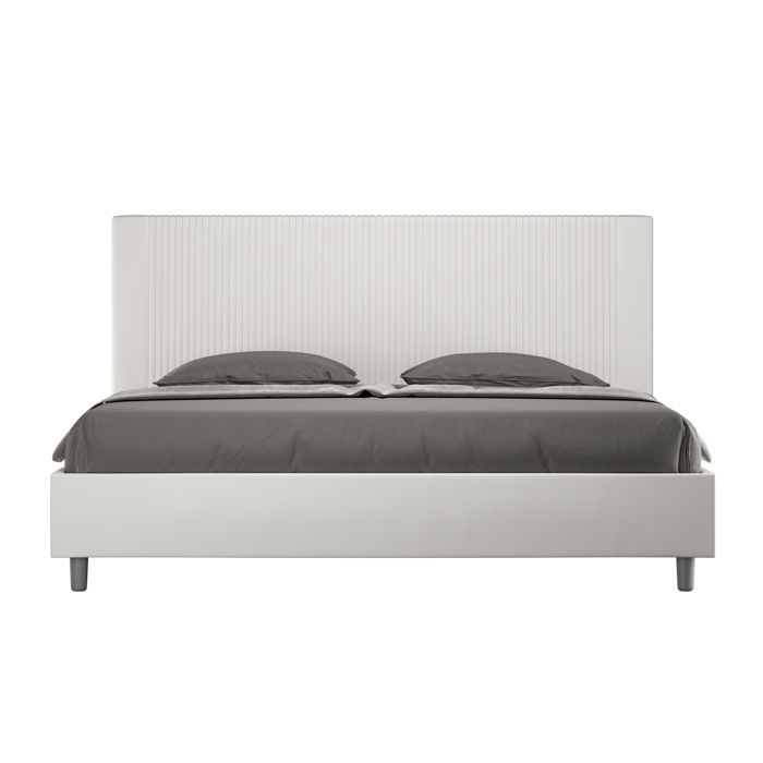 Letto matrimoniale king size - Ityhome - Goya - Ecopelle bianca - 200x210 cm - Senza base letto