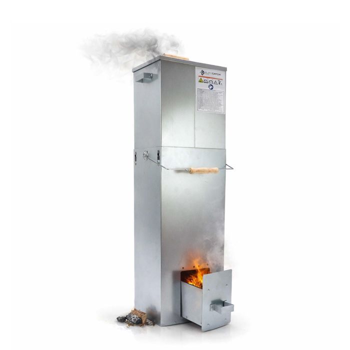 Eurocatch 101cm Square Telescopic Smoker – Outdoor Smoker with Thermometer and 10 Hooks