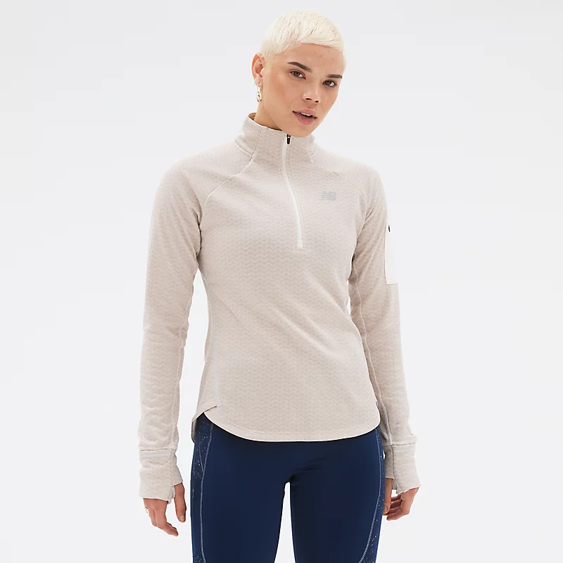 Damskjorta med NB Heat Grid-halslynlås - HAVSALT HEATHER