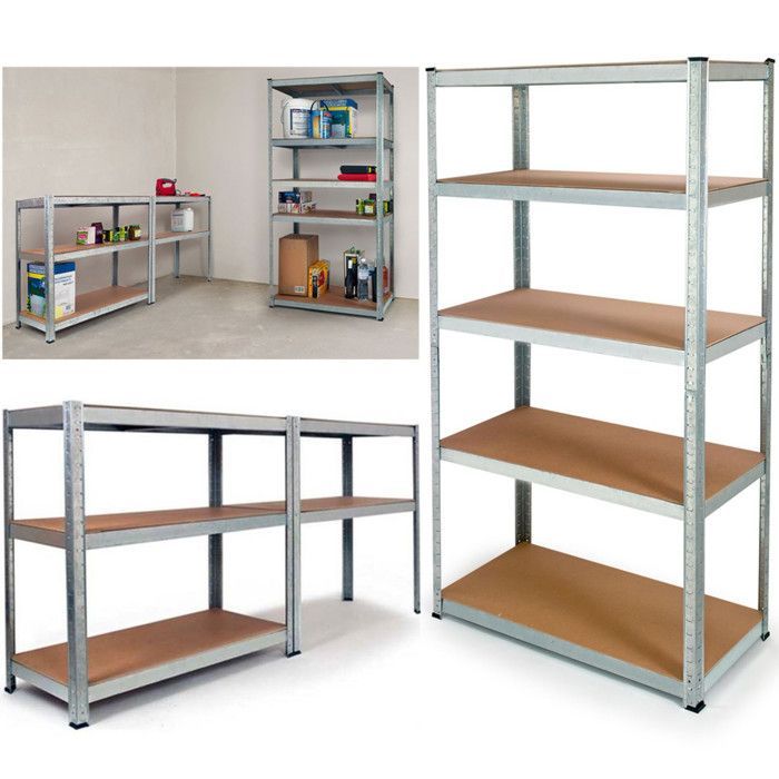 IDMARKET Modulaire, robuuste metalen stellingkast met 5 schappen