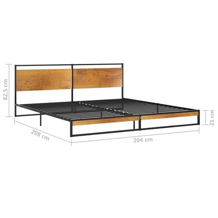 Cama negra de 200 x 200 cm - Metal - Carga máxima 150 kg - Estructura de cama - Colchón no incluido - Metal 200x200 cm 005_970919