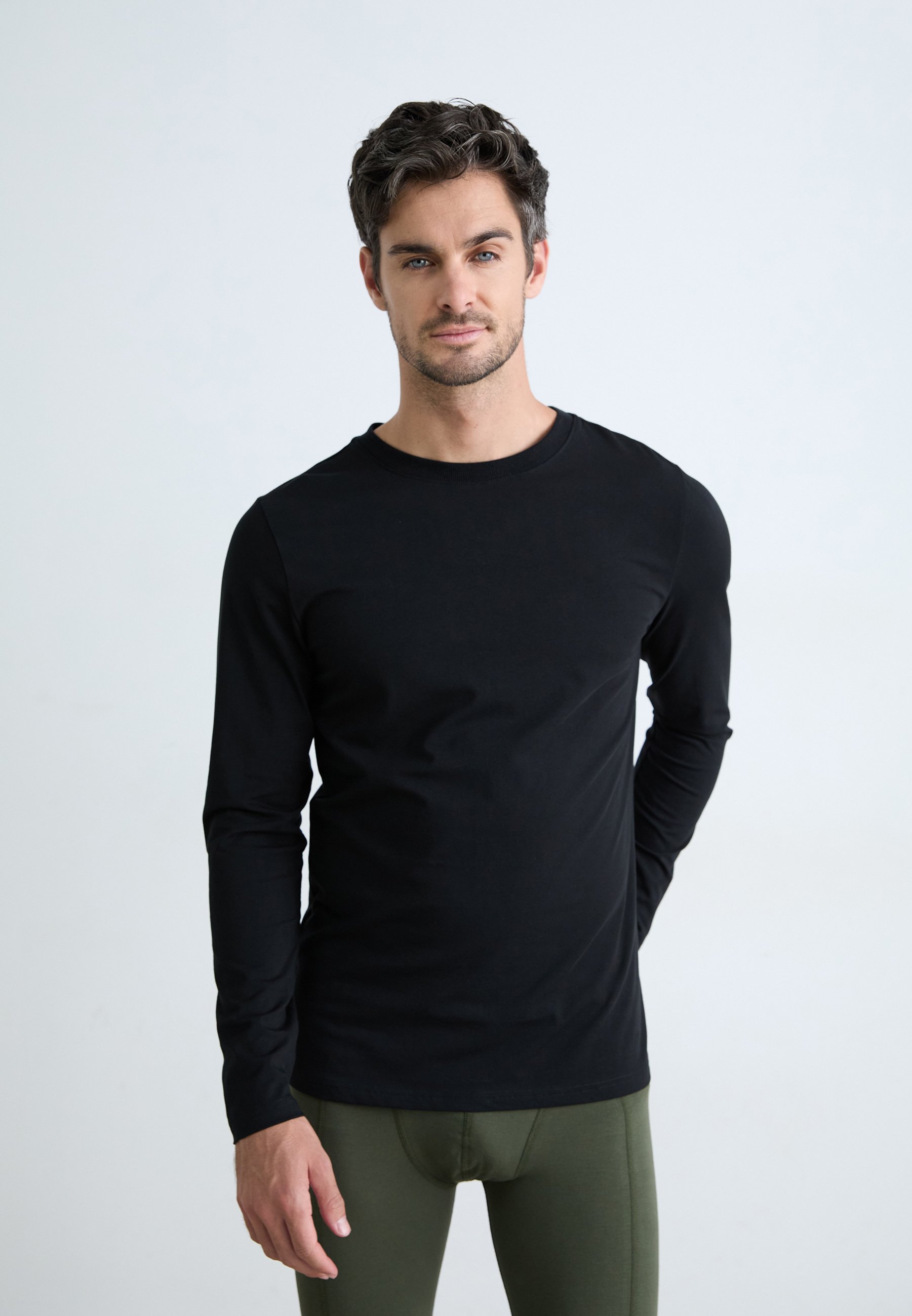 Björn Borg CORE SLIM LONG SLEEVE 2-PACK - Pyjamatop - zwart