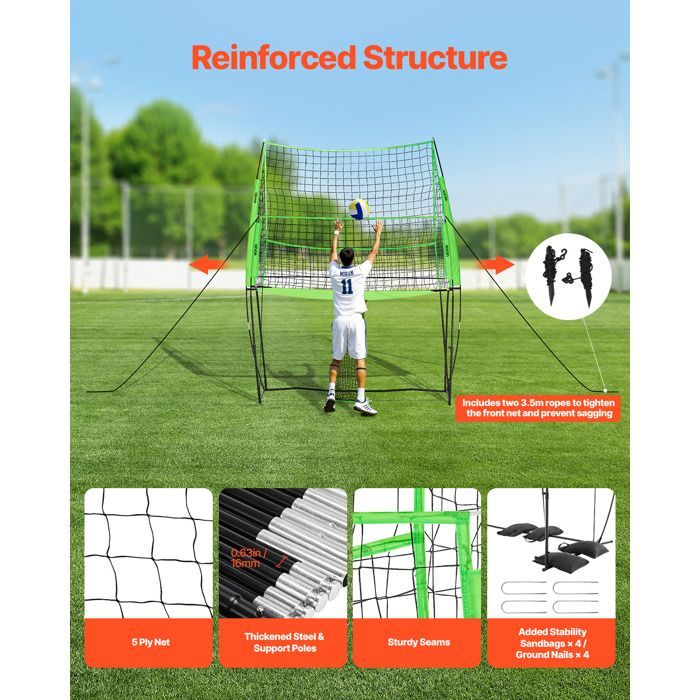 Portable Volleyball Net - VEVOR - Height Adjustable Volleyball Training Net with Ball Return