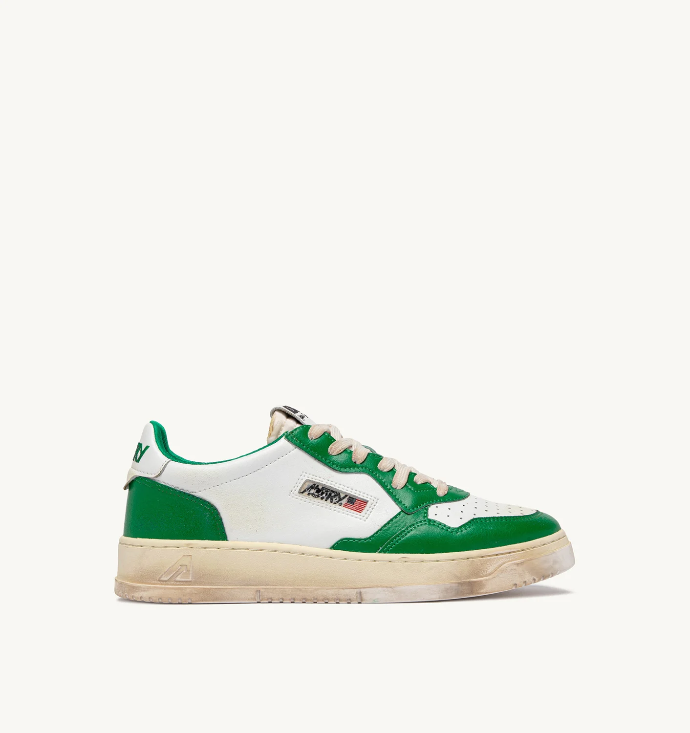 Teniși sport vintage Medalist Low din piele albă și verde
