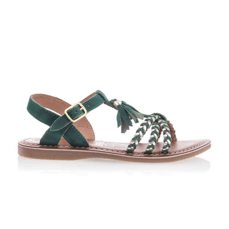 Sandalias verdes para niñas / Zapatos de punta abierta