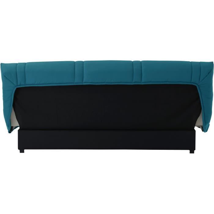 Sofá cama clic-clac de 3 plazas - Azul pato - 100% algodón - Ancho 193 x Profundidad 92 cm - LENA