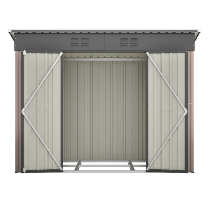 Metalen tuinschuur 2,54 m² - 229 x 111 x 182 cm - weerbestendige tuinschuur, bruin