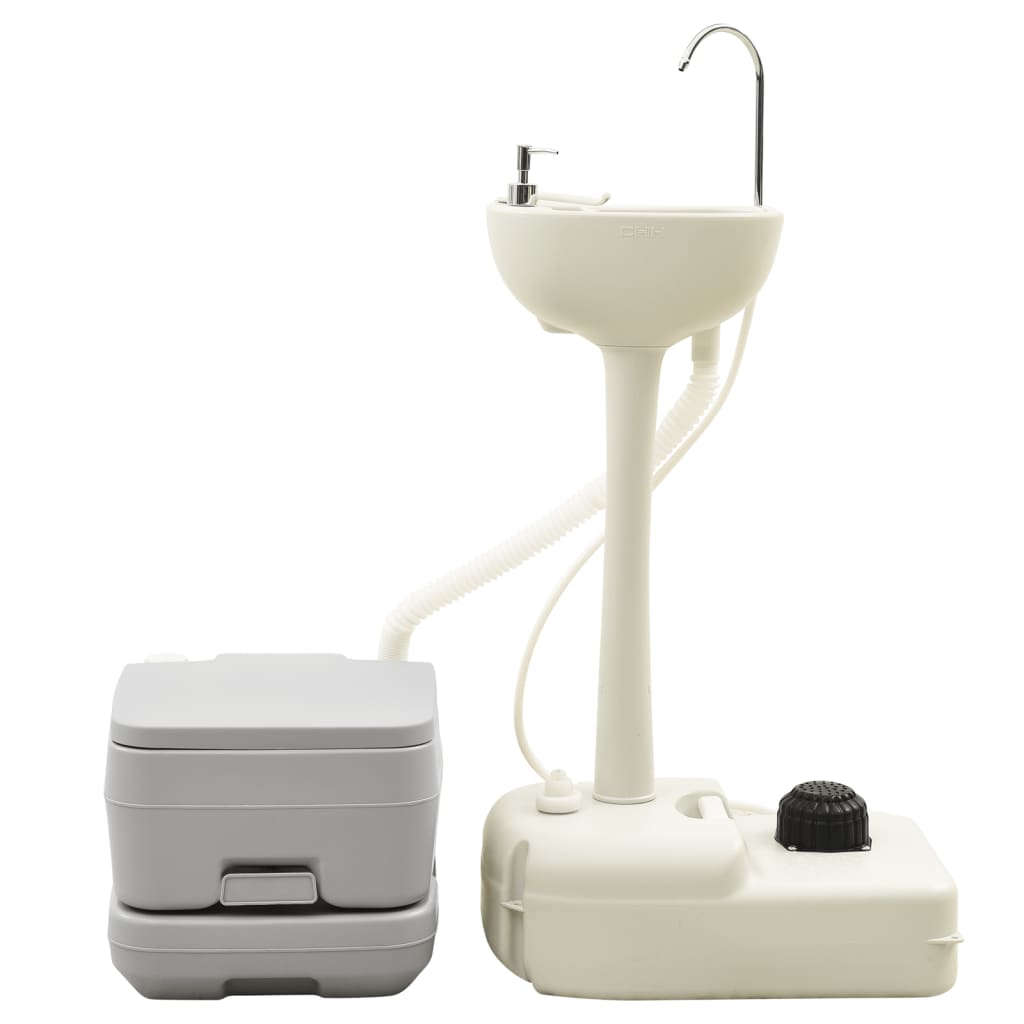 Juego Inodoro Con Lavabo Y Depósito Agua Portátil Para Camping Vidaxl 41,5 X 36,5 X 30 Cm