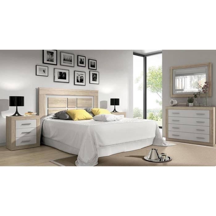 Tête de lit avec pieds coloris Chêne cambrian, blanc - Longueur 160 x Profondeur 3,8 x Hauteur 120 cm
