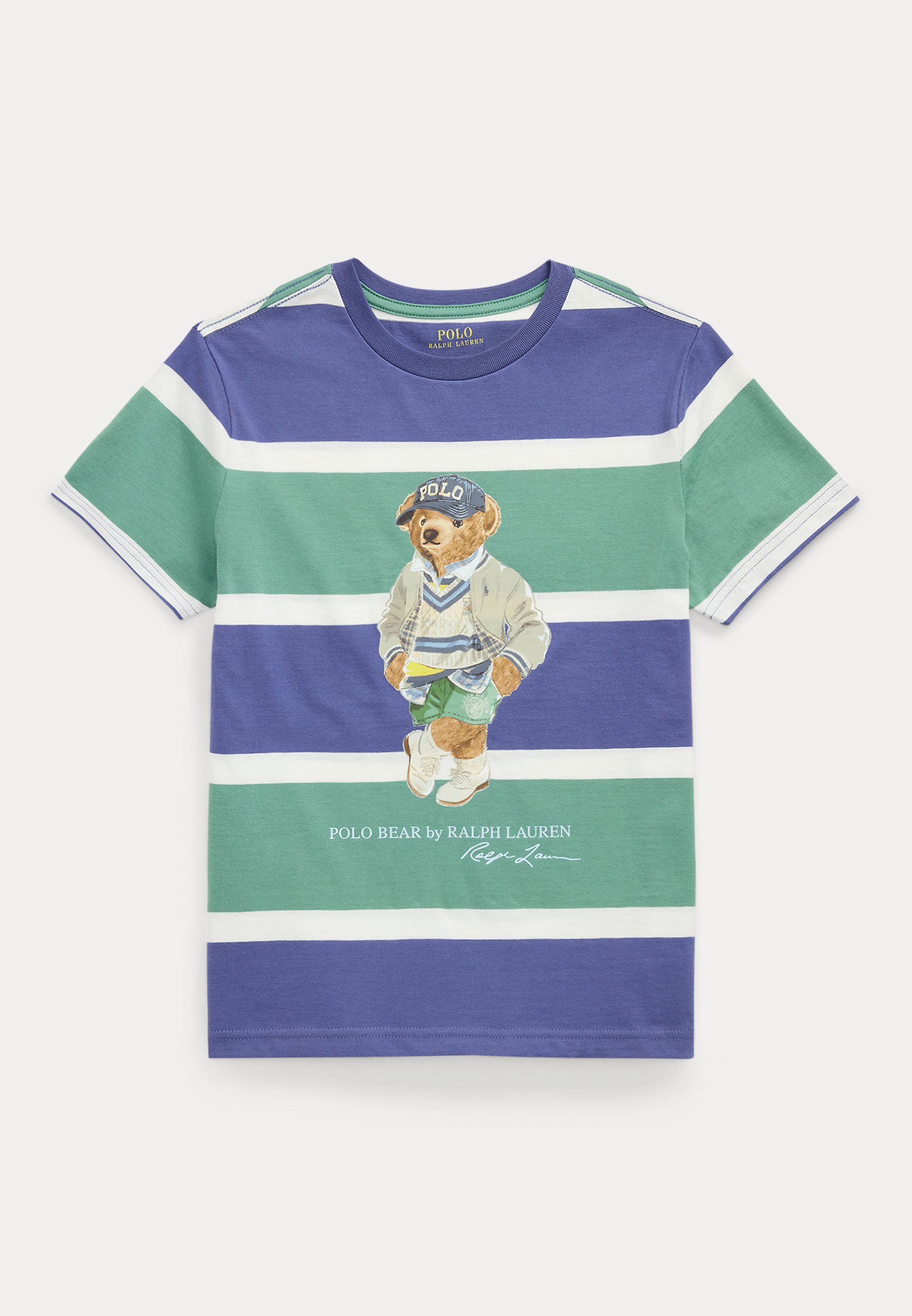 Polo Ralph Lauren Polo Bear gestreept katoenen jersey T-shirt - T-shirt met print - fairway green multi