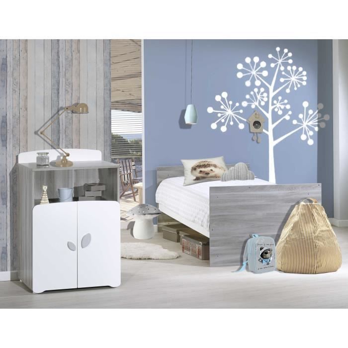 Cama convertible - 120x60cm - Se convierte a 90x190cm - Babyprice Leaf - Madera gris