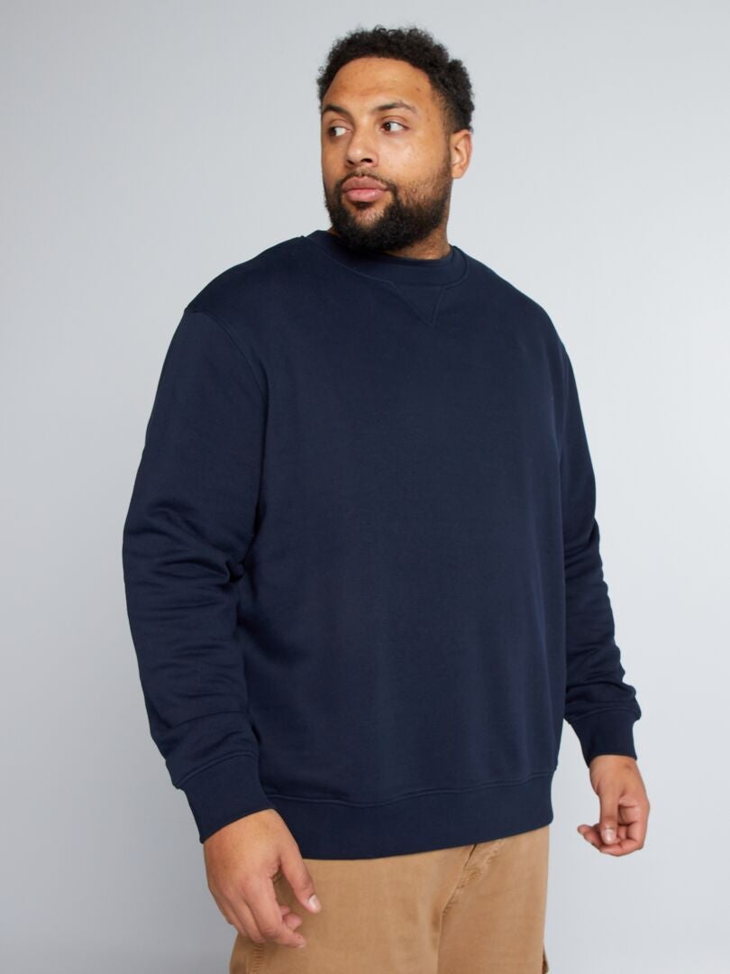 Sweatshirt met ronde hals van fleecestof - BLAUW