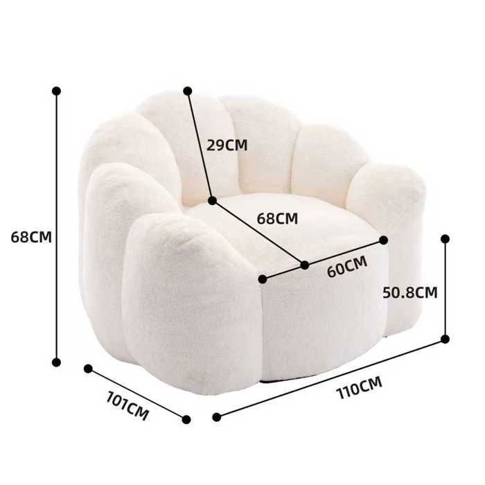 LINHOO Lotus Compact Bean Bag/Pear Sofa for Adults, Soft Short-Pile Velvet, No Assembly Required, Lightweight and Portable