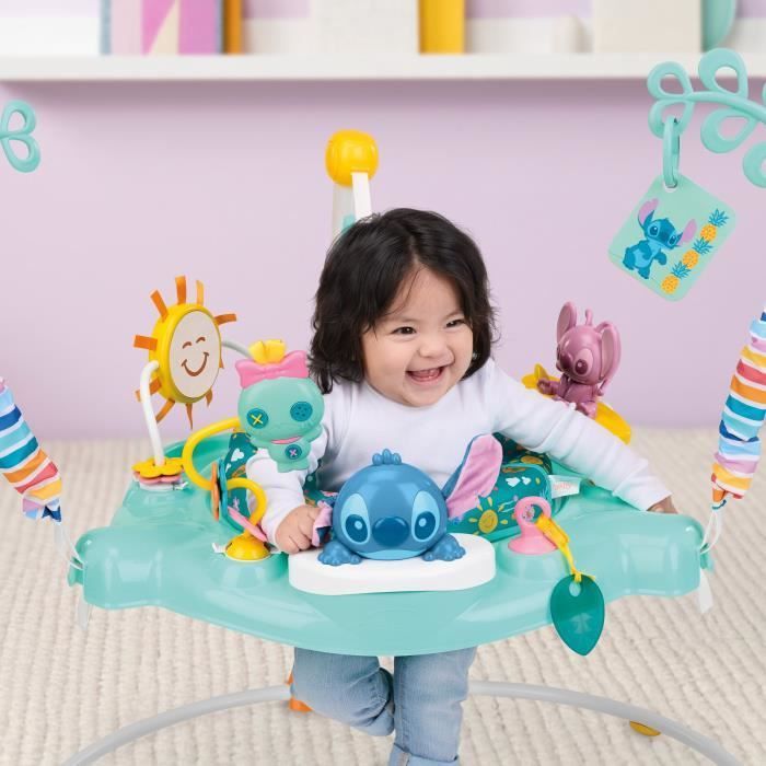 DISNEY BABY -STITCH- Multi-toy baby activity center, convertible bouncy seat, 360° swivel, 10 interactive Disney games