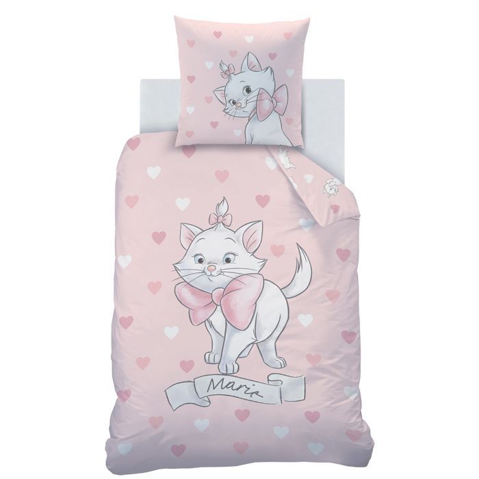 Kinderbeddengoedset 100% katoen - DISNEY DE ARISTOCATS LOVE - Roze - 140x200+63x63cm