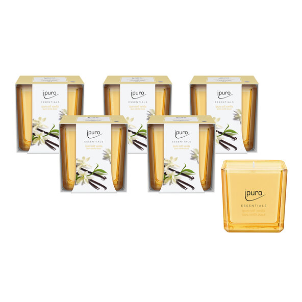 Scented candle ESSENTIALS soft vanilla, set of 6