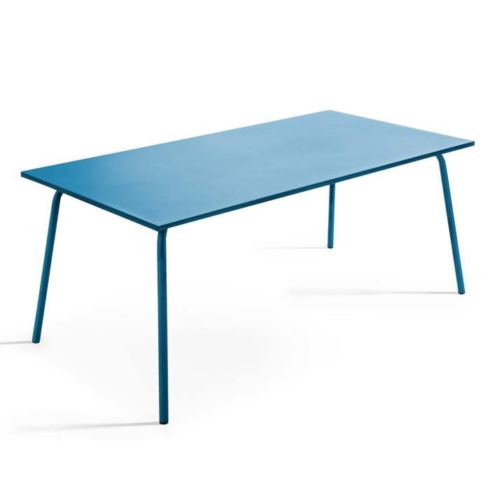 Ensemble table de jardin et 8 chaises en métal bleu pacific  Palavas, Oviala