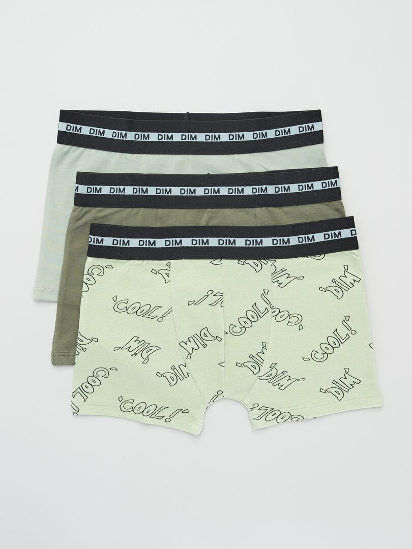 Conjunto de 3 cuecas boxer 'DIM' - VERDES