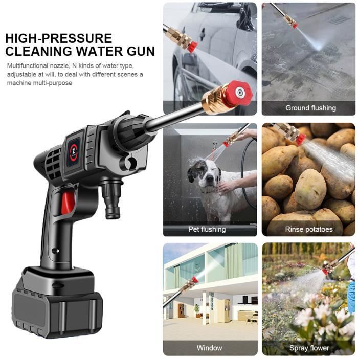 Hidrolimpiadora de alta presión - PRUMYA - 21V/4.0Ah - Presión máxima: 50 Bar - Motor de 200W - Boquilla 6 en 1