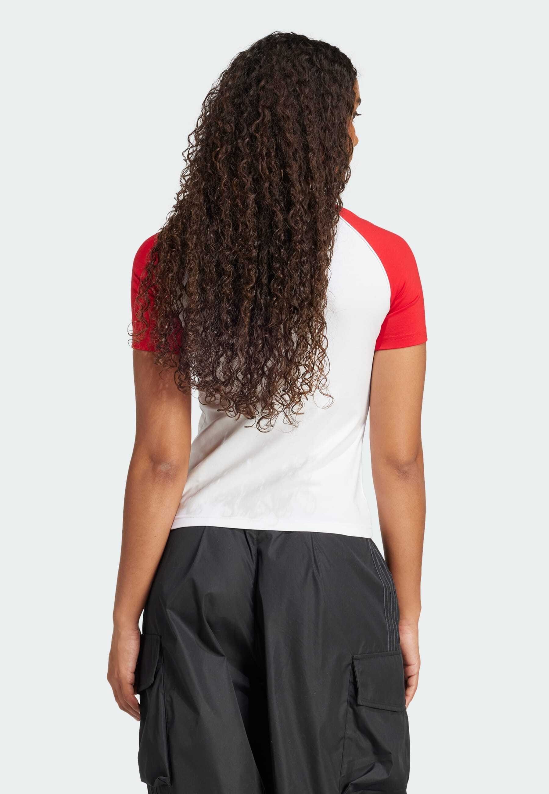 adidas Originals 3S SLIM - Základní tričko - white better scarlet