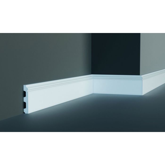 Plinthe 80 x 12 x 2000 mm en PU HD Goulotte Résistant Hydrofuge Blanc 2 mètres