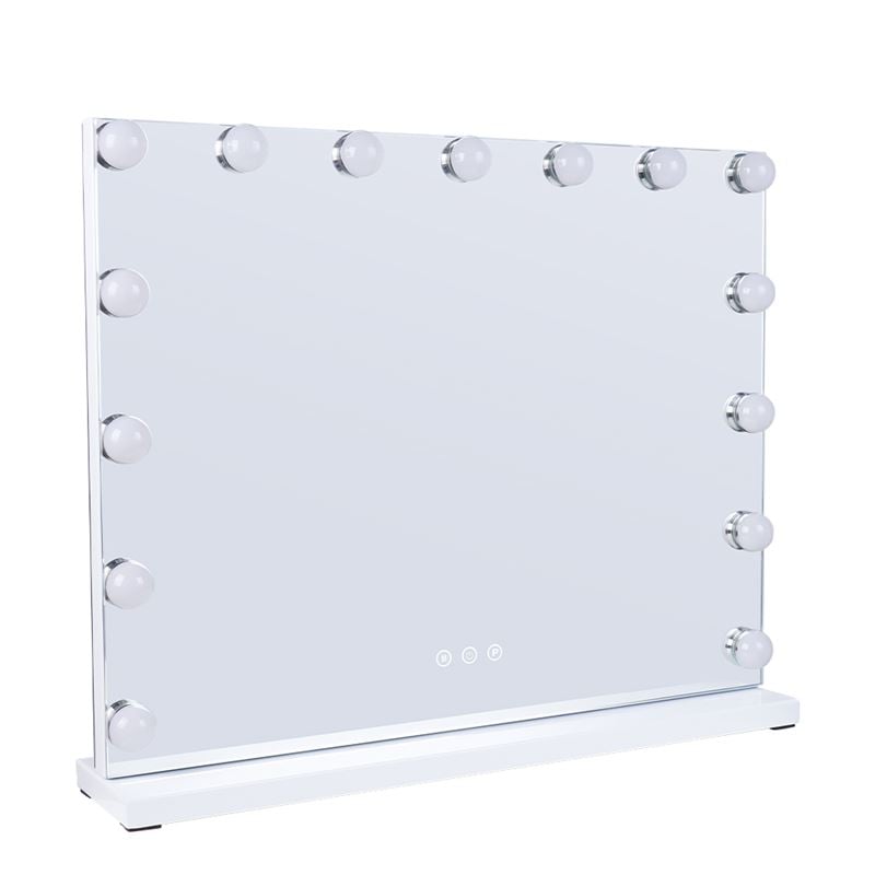 UNIQ XL Hollywood-Schminkspiegel mit 15 LEDs und Touch-Funktion – Weiß