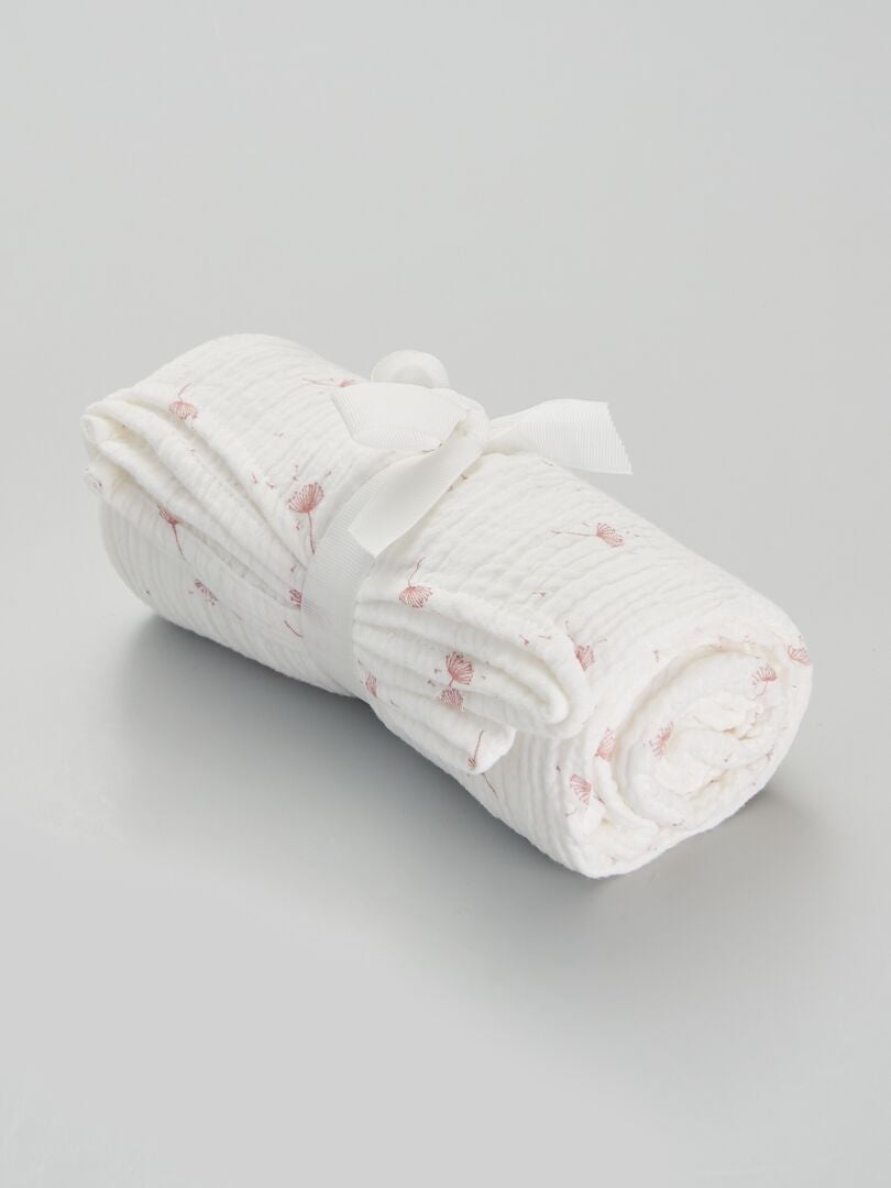 Baby vierkantje van stof met reliëf - ROZE