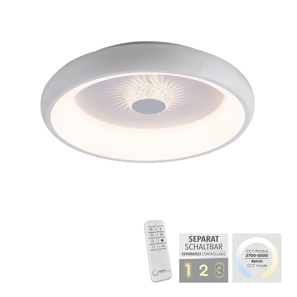 LED-kattovalaisin KUNEO, Ø 45 cm, valkoinen