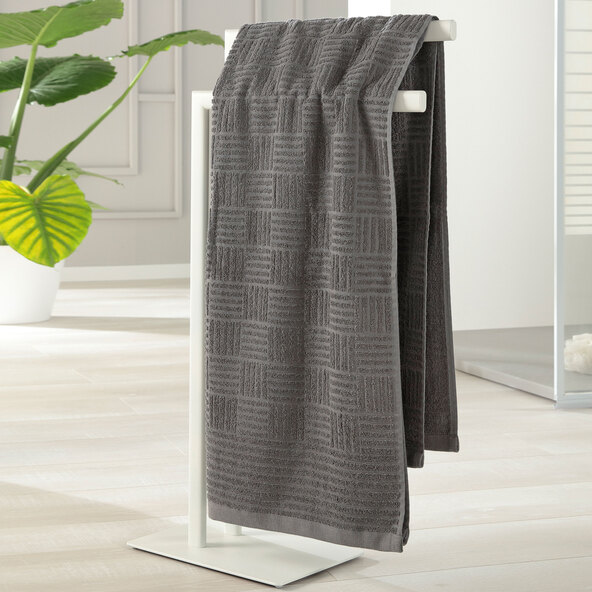 Geo terry towel series, bath towel, set of 2, anthracite