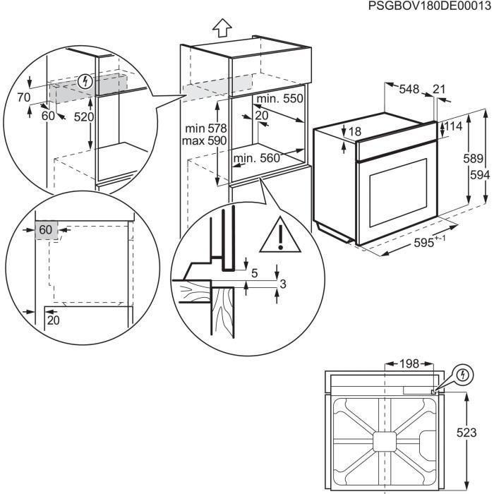 Horno empotrable - Limpieza pirolítica - Cocción con ventilador - ELECTROLUX EOF6P46Z - Puerta fría - 45 recetas preprogramadas