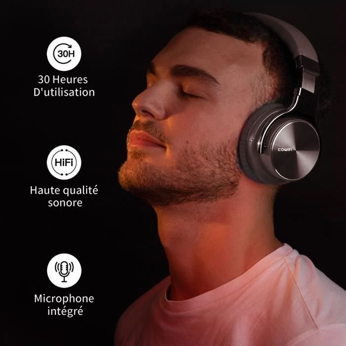 Fones de ouvido Bluetooth Cowin E7 Pro - Arco de cabeça sem fio - Redução de ruído