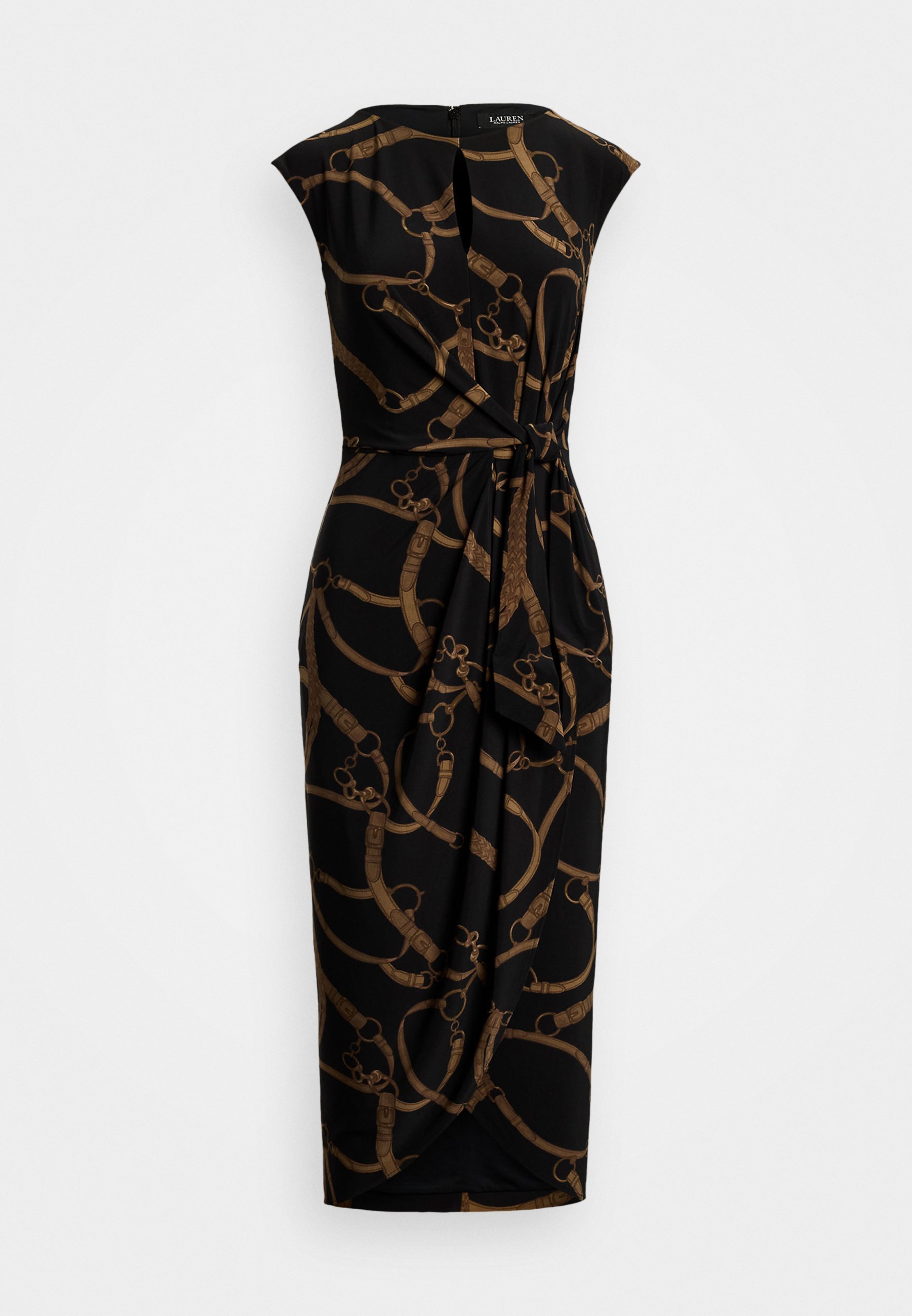 Lauren Ralph Lauren jurk met riemprint en strik aan de voorkant - cocktailjurk / feestjurk - zwart
