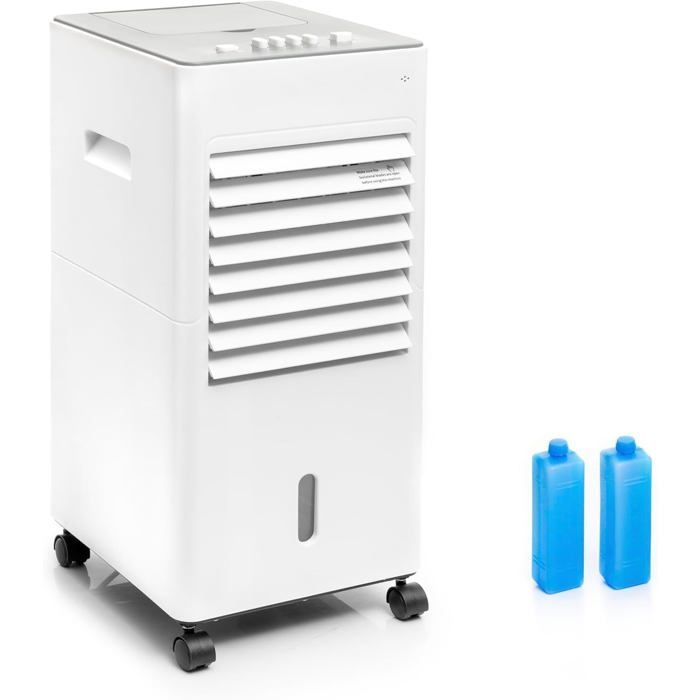 MODEZVOUS - Aire acondicionado evaporativo portátil, purificador de aire, ionizador sin aspas con luz LED de 90 W - Blanco