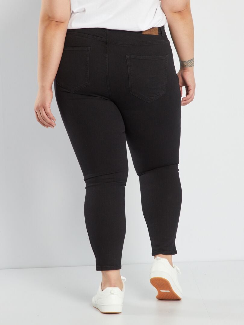 Skinny jeans met hoge taille - ZWART