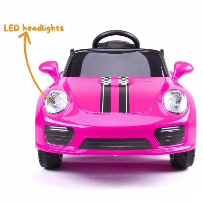 Auto elettrica stile Porsche 12V - Rosa - Età 1-5 anni - Telecomando parentale - Suoni realistici - 30 kg