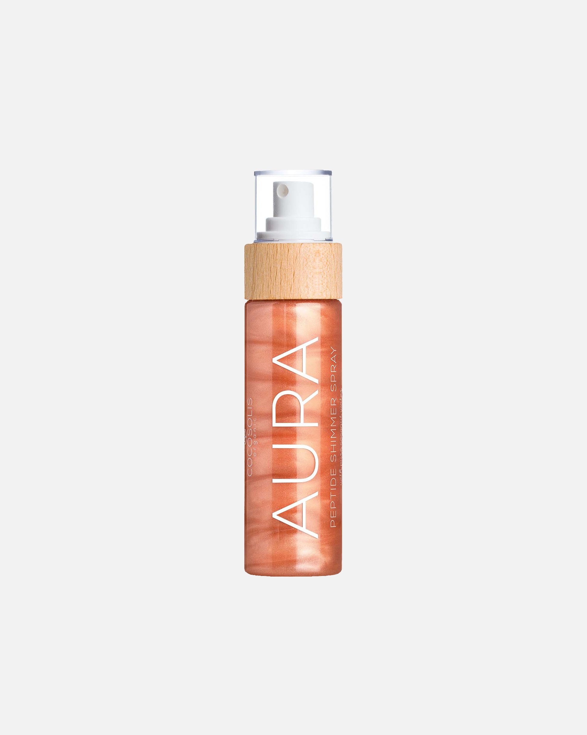 „Cocosolis“ blizgesio suteikiantis purškiklis „AURA Peptide Shimmer Spray“ – 100 ml