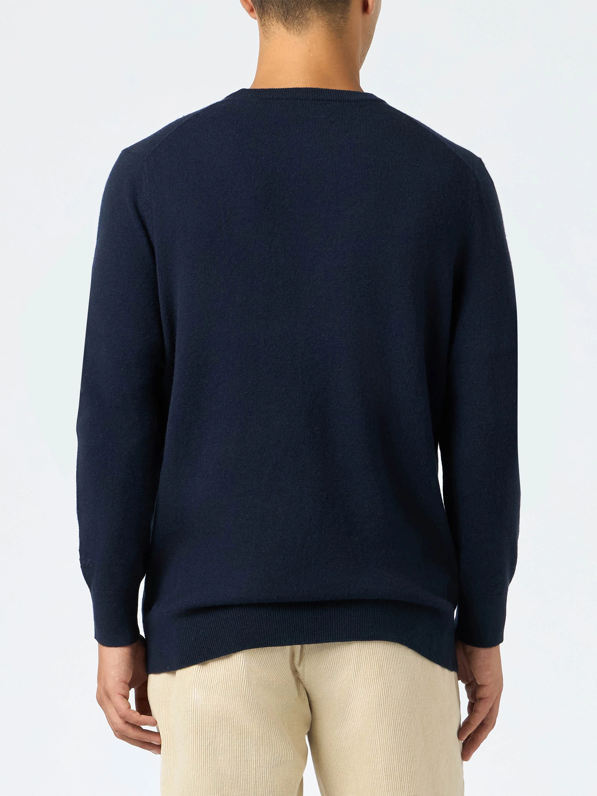 Heron Light Navy Blue Crewneck Sweater – 'Sole, Whisky e Sei in Pole Position!' Embroidery, Ribbed Hem & St. Barth Logo | VACANZE DI NATALE SPECIAL EDITION | MC2 Saint Barth