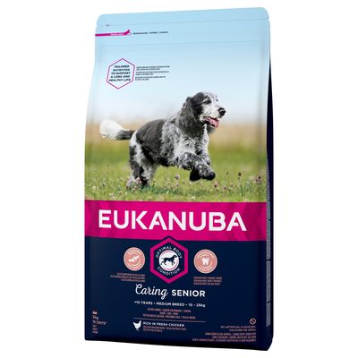 Eukanuba Caring Senior střední plemeno s kuřecím masem