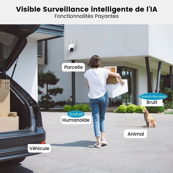 ieGeek 5MP Camera Surveillance WiFi Exterieure, 360° Camera IP, Vision Nocturne Couleur, Détection Humaine, Audio Bidirectionnel