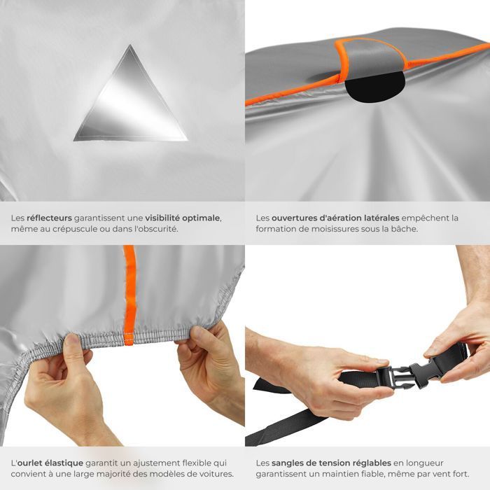 Funda para vehículo - TECTAKE - Funda impermeable y resistente al granizo con correa ajustable - Talla S 406x165x120cm