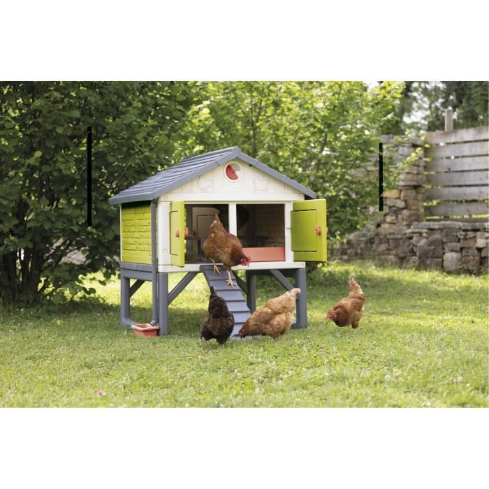 Smoby - Cot Cot Cottage - Pollaio in plastica - Capacità per 5 galline - Facile da pulire - Resistente ai raggi UV - Prodotto in Francia